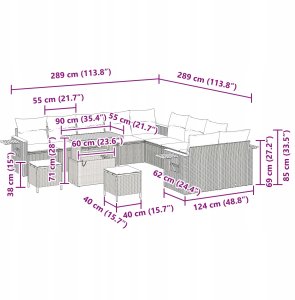 vidaXL 13-elementowy zestaw sof ogrodowych z poduszkami Beżowy Polirattan Akacja, vidaXL 3-elementowy zestaw do jedzenia ogrodowego z poduszkami Beżowy Polirattan Akacja 12
