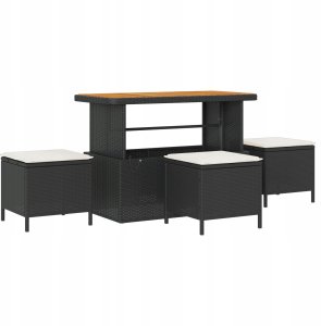 9-częściowy zestaw sof ogrodowych vidaXL z poduszkami czarny polirattan akacja, Sofa dwuosobowa vidaXL z poduszkami czarna polirattanowa, 4-częściowy zestaw jadalny vidaXL z poduszkami czarny polirattan akacja 2