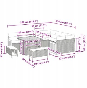vidaXL 12-częściowy zestaw sof ogrodowych z poduszkami Beżowy Polirattan Akacja, vidaXL 3-częściowy zestaw do jadalni w ogrodzie z poduszkami Beżowy Polirattan Akacja, vidaXL 2-osobowa sofa ogrodowa z poduszkami Beżowy Polirattan 5