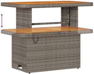 vidaXL Zestaw Sofy Ogrodowej 8-częściowy z Poduszkami Szary Poli Rattan Akacja, 3-częściowy Zestaw Do Jedzenia Na Świeżym Powietrzu Z Poduszkami Szary Poli Rattan Akacja 8