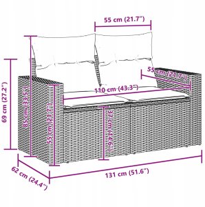 vidaXL 8-częściowy zestaw kanap ogrodowych z poduszkami szary polirattan akacja, vidaXL 3-częściowy zestaw jadalny na świeżym powietrzu z poduszkami szary polirattan akacja 12