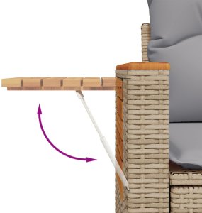 9-częściowy Zestaw Sofy Ogrodowej z Poduszkami Beżowy Polirattan Akacja, 3-częściowy Zestaw Jadalny do Ogrodu z Poduszkami Beżowy Polirattan Akacja 10