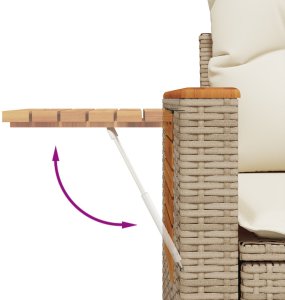 vidaXL Zestaw Sof Ogrodowych 9-częściowy z Poduszkami Beżowy Polirattan Akacja, Zestaw Sof Ogrodowych 3-częściowy z Poduszkami Beżowy Polirattan Akacja 9