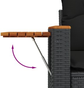 Zestaw Sofy Ogrodowej vidaXL w 10 częściach z poduszkami Czarny Polirattan Akacja, Zestaw do jadalni vidaXL w 4 częściach z poduszkami Czarny Polirattan Akacja 10