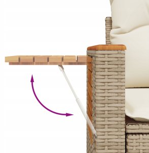 vidaXL 13-elementowy zestaw sof ogrodowych z poduszkami beżowy polirattan akacja, vidaXL 3-częściowy zestaw jadalny ogrodowy z poduszkami beżowy polirattan akacja 8