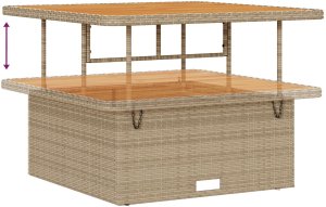 vidaXL 11-częściowy zestaw sof ogrodowych z poduszkami Beżowy Rattan Akacja, 3-częściowy zestaw do jadalni z poduszkami Beżowy Rattan Akacja 10