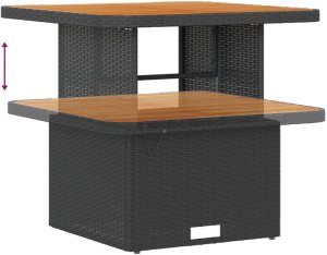 Zestaw kanap ogrodowych vidaXL z 12 elementami i poduszkami Czarny Poli Rattan Akacja, Zestaw jadalny vidaXL z 3 elementów z poduszkami Czarny Poli Rattan Akacja 9