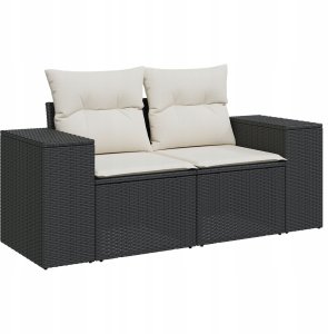 vidaXL 11-częściowy zestaw sofy ogrodowej z poduszkami czarny polirattan akacja, vidaXL 3-częściowy zestaw do jadalni z poduszkami czarny polirattan akacja 5