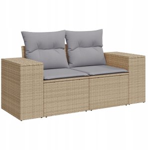 vidaXL 11-częściowy zestaw sof ogrodowych z poduszkami beżowy polirattan akacja, 3-częściowy zestaw do jadalni na świeżym powietrzu z poduszkami beżowy polirattan akacja 5