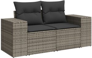 vidaXL Zestaw 13 Częściowych Sof Ogrodowych z Poduszkami Szary Polirattan Akacja, vidaXL Zestaw 3 Częściowy Mebli Ogrodowych z Poduszkami Szary Polirattan Akacja 6