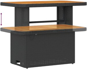 vidaXL Zestaw sofy ogrodowej 10-elementowy z poduszkami czarny polirattan akacja, Dwuosobowa sofa ogrodowa z miejscem do przechowywania i poduszkami czarny polirattan, Zestaw do jedzenia ogrodowego 3-elementowy z poduszkami czarny polirattan 9