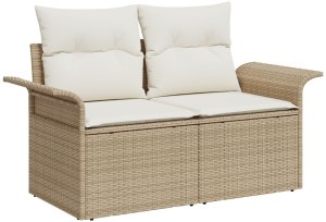 vidaXL 10-częściowy zestaw do ogrodu z poduszkami Beżowy Poli rattan, 2-osobowa sofa ogrodowa z poduszkami Beżowy Poli rattan, 3-częściowy zestaw jadalniany ogrodowy z poduszkami Beżowy Poli rattan 6