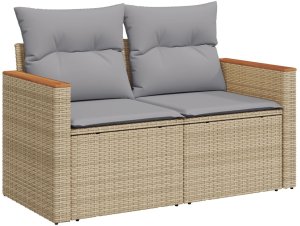 vidaXL Zestaw sof ogrodowych 8 części z poduszkami beżowymi z rattanu, Zestaw do jadalni ogrodowej 3 części z poduszkami beżowymi z rattanu 5