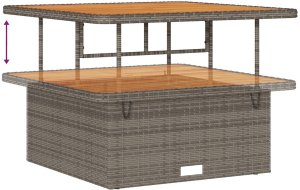 Zestaw 11-częściowy sofy ogrodowej z poduszkami Szary Polirattan Akacja, Zestaw 3-częściowy do lunchu na zewnątrz z poduszkami Szary Polirattan Akacja 10