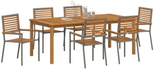 Zestaw jadalniany 7-częściowy vidaXL Szary Poly Rattan Akacja, Składane krzesła ogrodowe vidaXL z poduszkami 2 szt Szary Poly Rattan 3