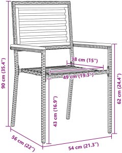 Zestaw jadalniany 7-częściowy vidaXL Szary Poly Rattan Akacja, Składane krzesła ogrodowe vidaXL z poduszkami 2 szt Szary Poly Rattan 10