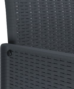 Zestaw jadalniany do ogrodu vidaXL 17 elementów z poduszkami Antracytowy Rattan syntetyczny, Stół ogrodowy vidaXL Antracytowy 250x100x73 cm Rattan syntetyczny, Stół ogrodowy vidaXL Antracytowy 150x100x73 cm Rattan syntetyczny, Krzesła ogrodowe vidaX 7