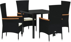 vidaXL 5-częściowy zestaw ogrodowy z poduszkami  z czarnego polirattanu 2