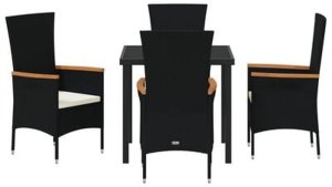 vidaXL 5-częściowy zestaw ogrodowy z poduszkami  z czarnego polirattanu 9