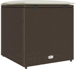 Skrzynia ogrodowa vidaXL Skrzynka do przechowywania na zewnątrz Brązowa i Kremowa Rattan 7