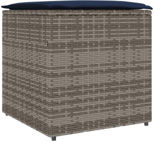 Skrzynia ogrodowa vidaXL Skrzynia Szara i granatowa Rattan i poduszka materiałowa Średnia 2
