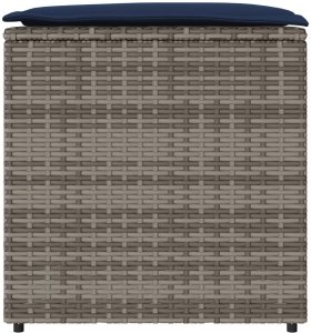 Skrzynia ogrodowa vidaXL Skrzynia Szara i granatowa Rattan i poduszka materiałowa Średnia 5