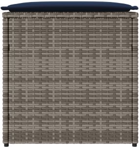 Skrzynia ogrodowa vidaXL Skrzynia Szara i granatowa Rattan i poduszka materiałowa Średnia 6