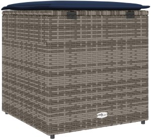 Skrzynia ogrodowa vidaXL Skrzynia Szara i granatowa Rattan i poduszka materiałowa Średnia 7