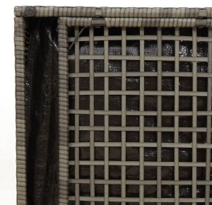 Skrzynia ogrodowa vidaXL Skrzynia Szara i granatowa Rattan i poduszka materiałowa Średnia 10