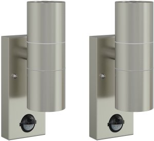 Kinkiet vidaXL Kinkiety z czujnikiem 2 szt. Srebrna stal nierdzewna IP44 2