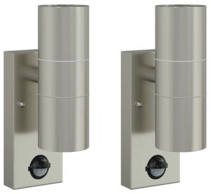 Kinkiet vidaXL Kinkiety z czujnikiem 2 szt. Srebrna stal nierdzewna IP44 3