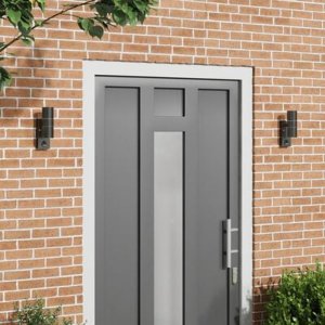 Kinkiet vidaXL Zewnętrzne lampy ścienne z czujnikiem, 2 sztuki, czarna stal nierdzewna IP44 4