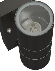 Kinkiet vidaXL Zewnętrzne lampy ścienne z czujnikiem, 2 sztuki, czarna stal nierdzewna IP44 8