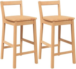 vidaXL Hokery barowe 2 szt. Naturalne drewno lite guma 2