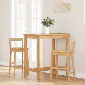 vidaXL Hokery barowe 2 szt. Naturalne drewno lite guma 3