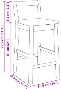 vidaXL Hokery barowe 2 szt. Naturalne drewno lite guma 10