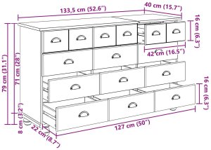 vidaXL Komoda "ASKIM" 79x40x133,5 cm z litego drewna sosnowego 10