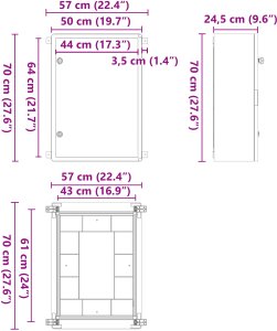 vidaXL Szafka Sterownicza IP65 Wodoodporna Szara 50x24,5x70 cm z Plastiku ABS 8