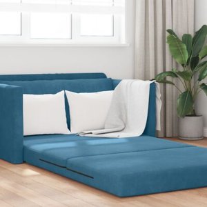 vidaXL Sofa podłogowa 2 w 1 Niebieska 124x204x61 cm Aksamit 5