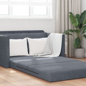 vidaXL Sofa łóżko 2 w 1 Ciemnoszary 124x204x61 cm Welur 5