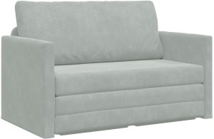 vidaXL Sofa łóżko 2-w-1 Jasnoszara 124x204x61 cm Velvet 2