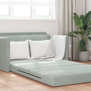 vidaXL Sofa łóżko 2-w-1 Jasnoszara 124x204x61 cm Velvet 6