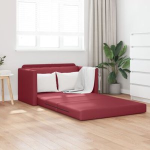 vidaXL Sofa na podłogę łóżko 2-w-1 Czerwony 124x71x78 cm sztuczna skóra 4
