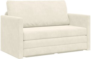 vidaXL Sofa na podłogę z funkcją łóżka 2 w 1  Kremowa 124x204x61 cm Welur 2