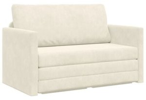 vidaXL Sofa na podłogę z funkcją łóżka 2 w 1  Kremowa 124x204x61 cm Welur 3