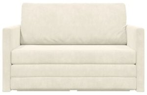 vidaXL Sofa na podłogę z funkcją łóżka 2 w 1  Kremowa 124x204x61 cm Welur 7