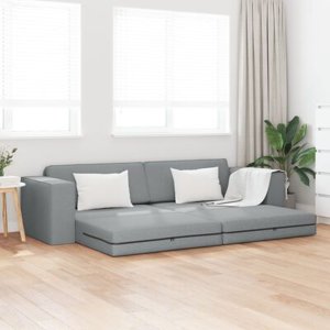 vidaXL Sofa łóżko 2 w 1 jasnoszare 245x150x60.5 cm Tkanina 4