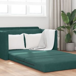 vidaXL Kanapa z funkcją spania 2-w-1 Ciemnozielona 124x204x61 cm Aksamit 6