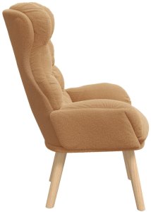 vidaXL Fotel relaksacyjny w beżowej, kręconej tkaninie 5