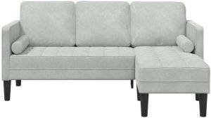 vidaXL Sofa 3-osobowa z Chaise L w kształcie litery L Jasnoszara 160 cm Welur 2